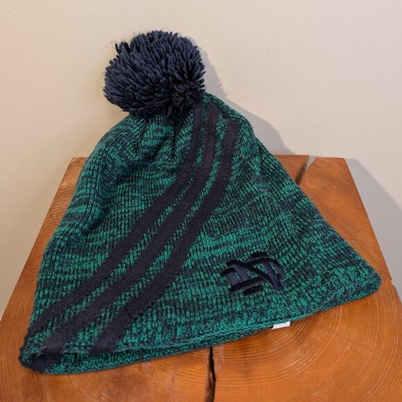 Adidas Notre Dame Hat Winter Cap Blue/Green Ski Snow Football Season - Size OS - Picture 1 of 8